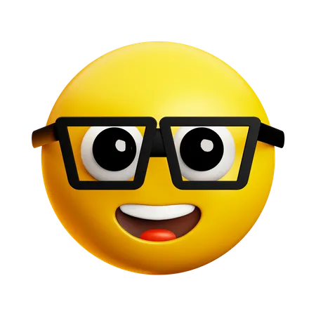 Smart Face With Glasses And Closed Eyes  3D Icon