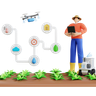3d modern farming technology illustration