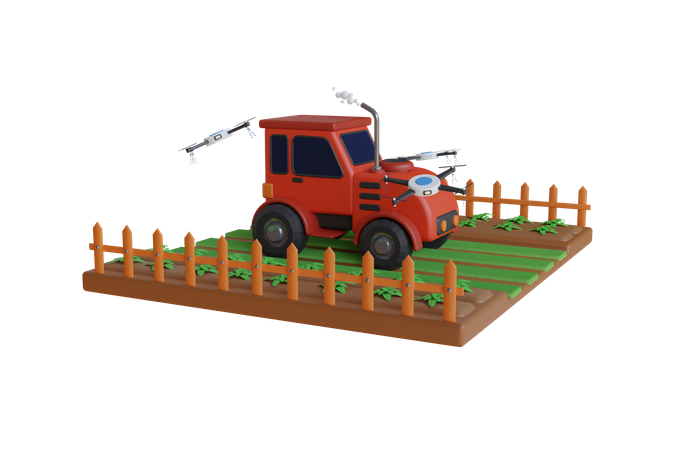 Intelligentes Landwirtschaftsfahrzeug  3D Illustration