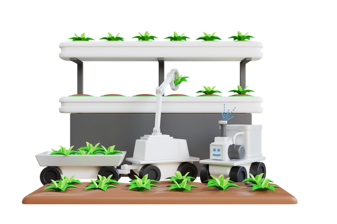 Smart farming using automatic cultivator system  3D Icon