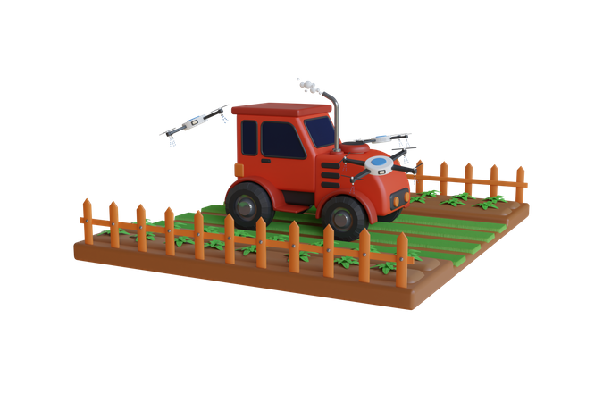 Smart Farming Vehicle  3D Illustration