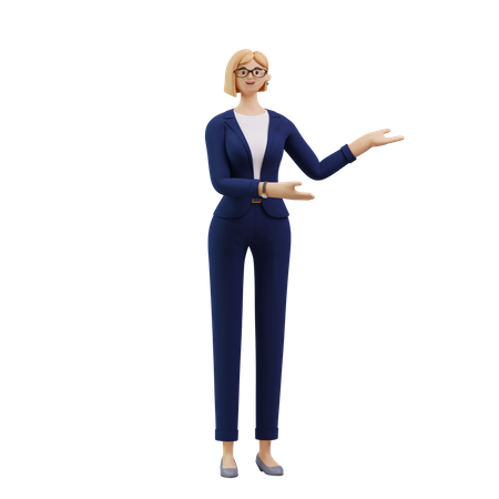 Smart Girl Presenting something  3D Illustration