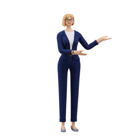 Smart Girl Presenting something  3D Illustration