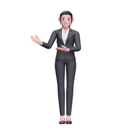 Smart Girl Presenting something  3D Illustration