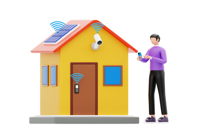 Smart Home Control  3D Illustration