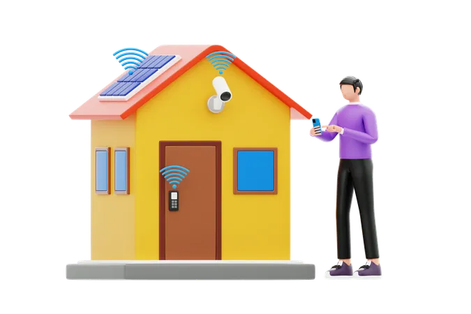 Smart Home Control  3D Illustration