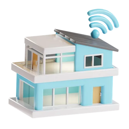 3 D Smart House Or Home Technology With Wifi Signal Icon Illustration 3D Icon