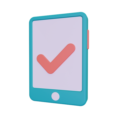 Smart Phone With Check Mark  3D Icon
