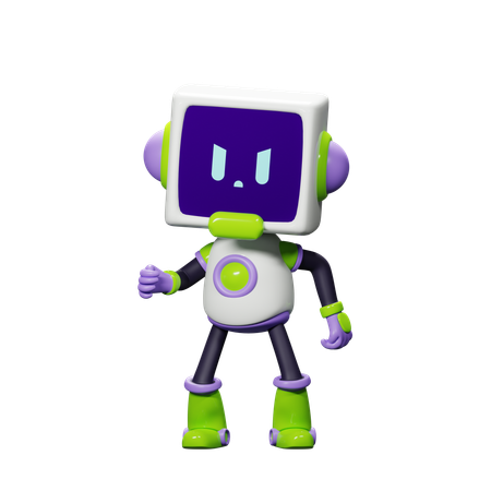 Smart Robot Angry  3D Icon