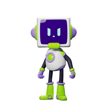 Smart Robot Angry  3D Icon