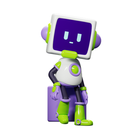 Smart Robot Cool Pose  3D Icon
