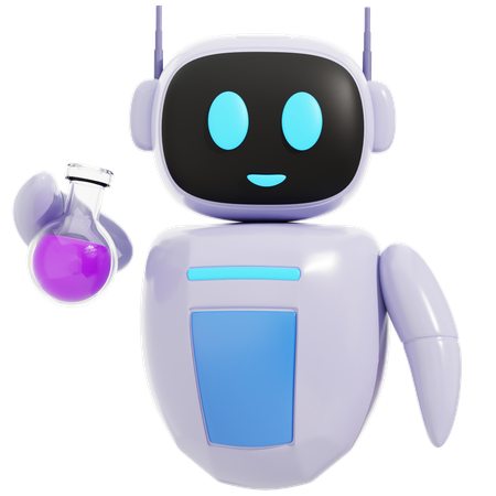 Smart Robot Doing Chemistry Experiment  3D Icon