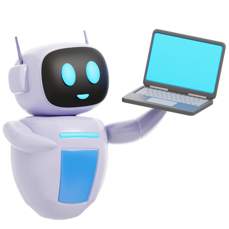 Smart Robot Doing Online Education  3D Icon