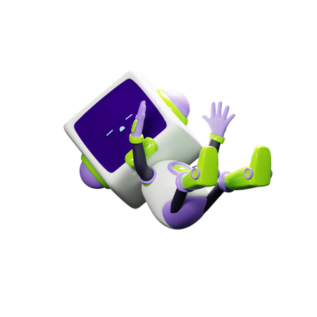 Smart Robot Falling  3D Icon