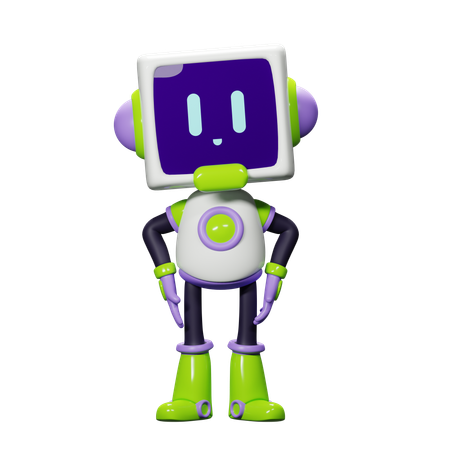 Smart Robot Happy  3D Icon