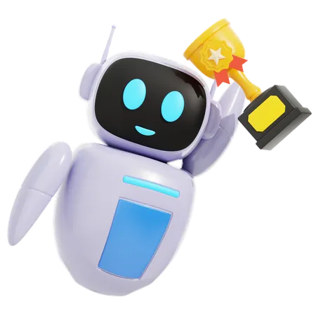 Smart Robot Holding Trophy  3D Icon