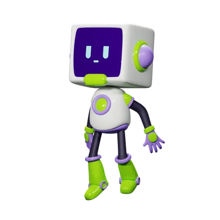 Smart Robot Jump  3D Illustration