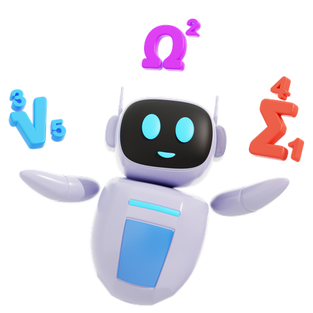 Smart Robot Learning Math  3D Icon