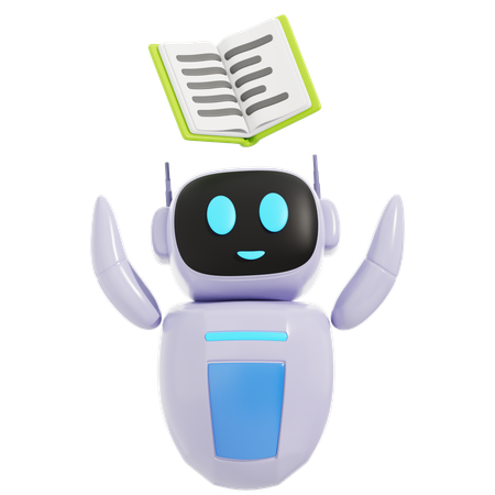 Smart Robot Learning With Book  3D Icon