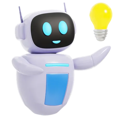 Smart Robot Learning With Lightbulb  3D Icon