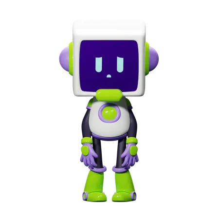 Smart Robot Sad  3D Illustration