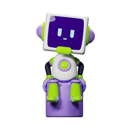 Smart Robot Sit  3D Illustration