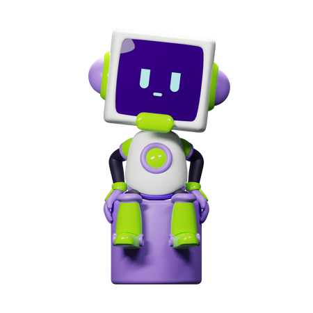 Smart Robot Sit  3D Illustration