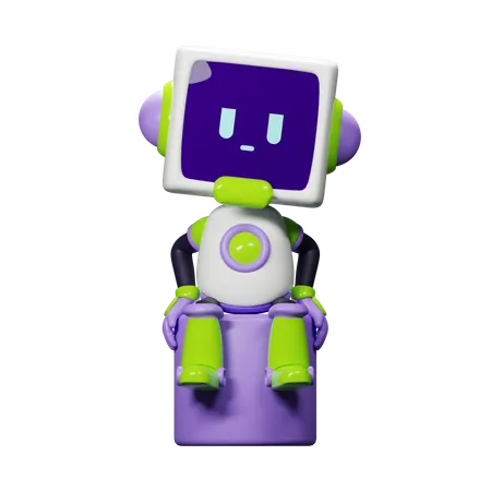 Smart Robot Sit  3D Illustration