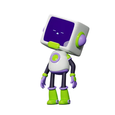 Smart Robot Sleepy  3D Illustration