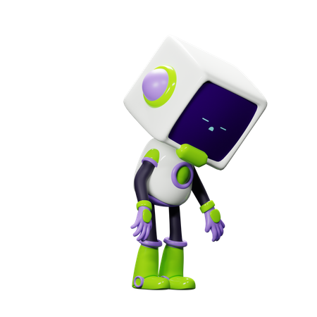 Smart Robot Tired  3D Icon