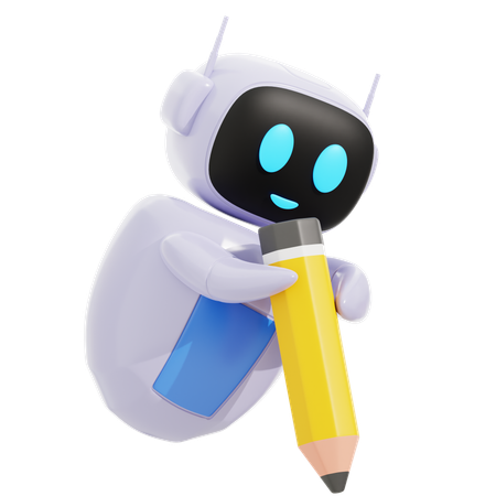 Smart Robot With Pencil  3D Icon