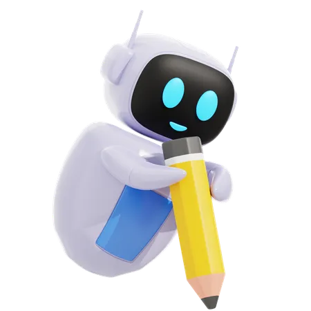 Smart Robot With Pencil  3D Icon