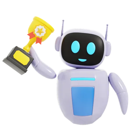 Smart Robot With Trophy  3D Icon