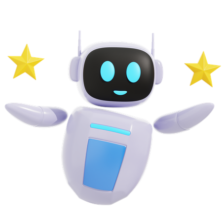 Smart Robot With Two Star  3D Icon