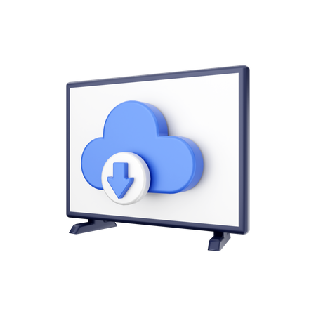 Smart Tv Cloud Download  3D Illustration