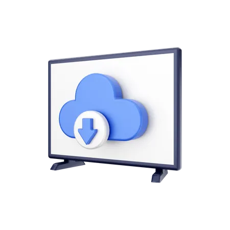 Smart Tv Cloud Download  3D Illustration