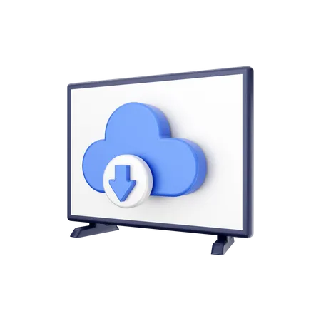 Smart Tv Cloud Download 3D Illustration