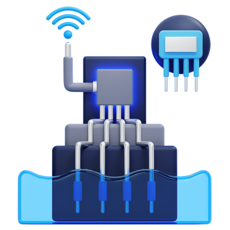 Smart Water Quality Monitoring  3D Icon