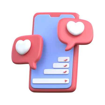 Bate-papo de amor em smartphone  3D Icon