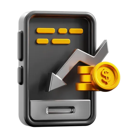 Smartphone and Coins  3D Icon