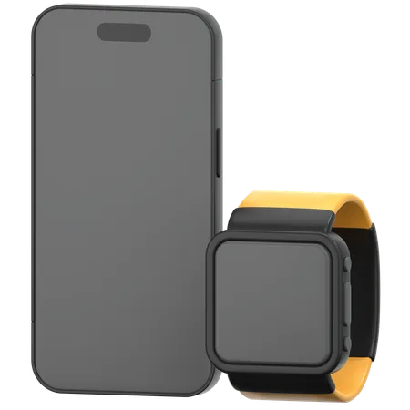 Smartphone and smartwatch  3D Icon