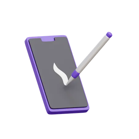 Smartphone And Stylus Pen  3D Icon