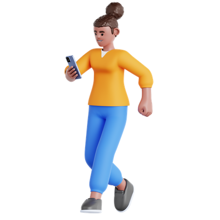 Caminhando e brincando de smartphone  3D Illustration