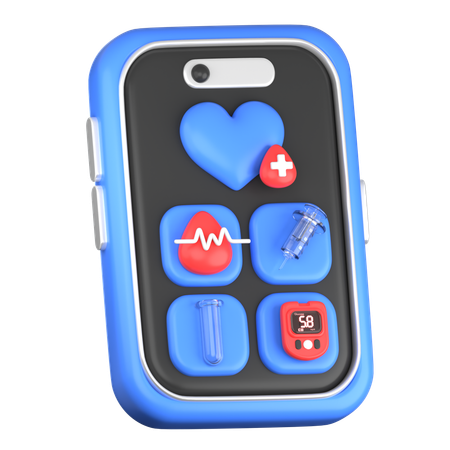 Smartphone avec application santé  3D Icon