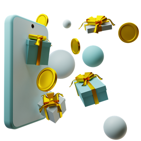 Smartphone avec des cadeaux  3D Illustration