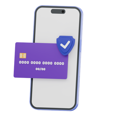 Smartphone avec carte de crédit et bouclier de sécurité  3D Icon