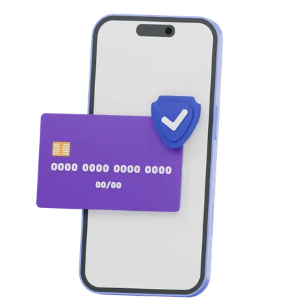 Smartphone avec carte de crédit et bouclier de sécurité  3D Icon