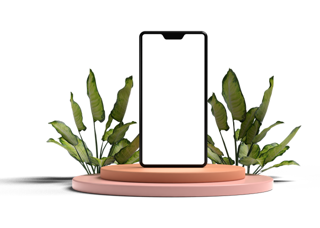 Smartphone avec podium  3D Illustration