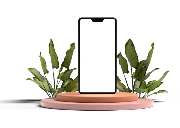 Smartphone avec podium  3D Illustration