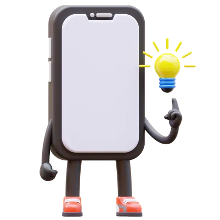 Smartphone Character Get Idea  3D Illustration